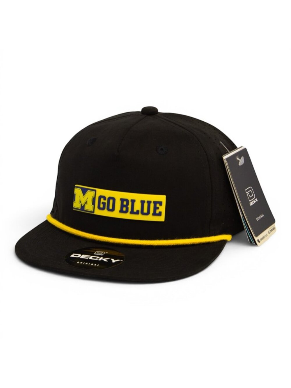 Michigan Wolverines GO BLUE Maize 3D Perforated Rope Hat- Black/ Yellow